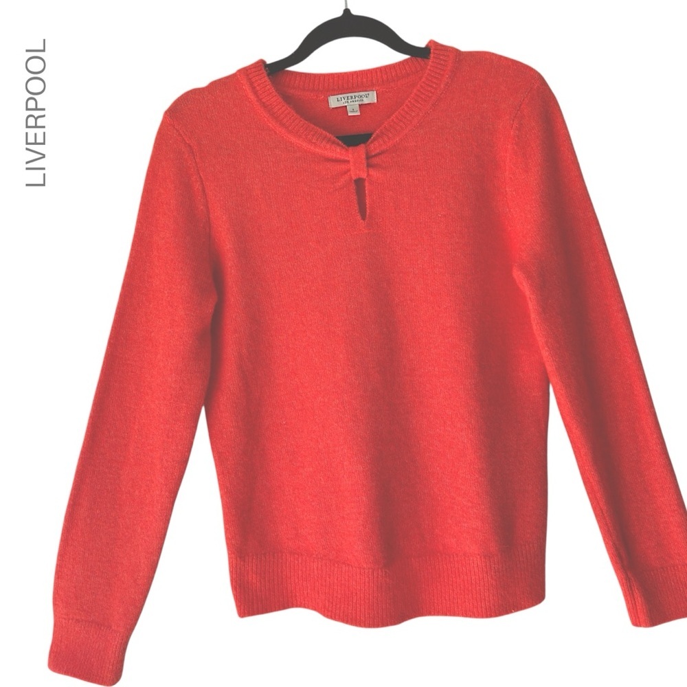 LIVERPOOL | NWOT ORANGE CREWNECK SWEATER KEYHOLE NECK OPENING | SMALL